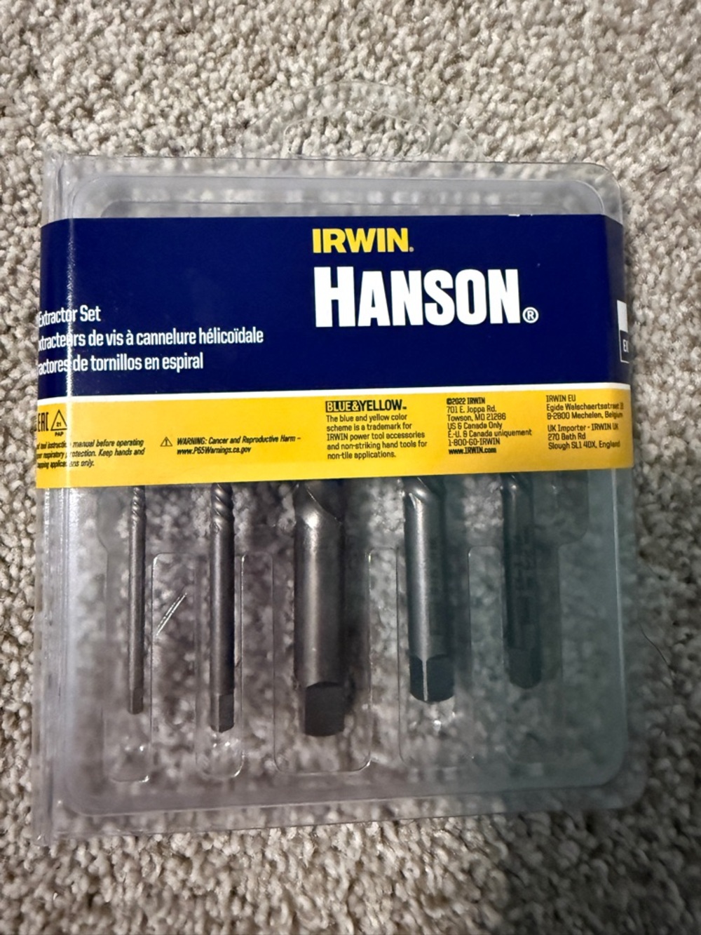 IRWIN HANSON Blue and Yellow Screw Extractor Set